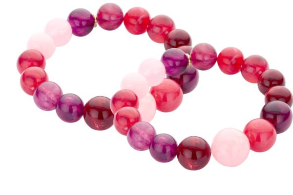 Biba Armband Resin Perlen Rot Rosa 12-15mm Ø Biba Anhänger Gold