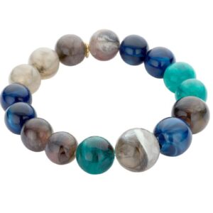 Biba Armband Resin Perlen Blau Grün 12-15mm Ø Biba Anhänger Gold