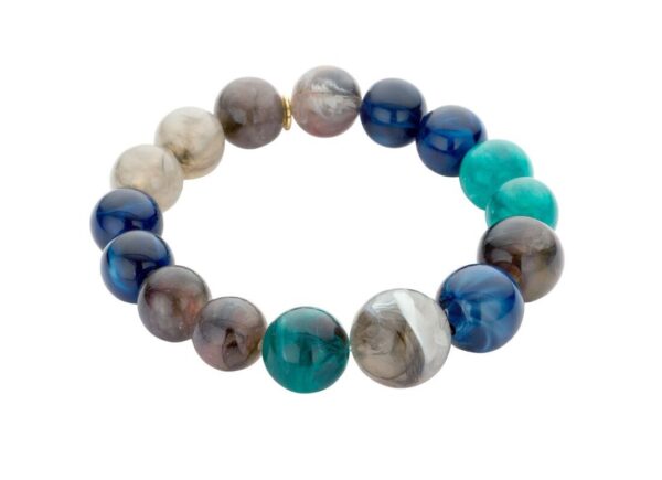 Biba Armband Resin Perlen Blau Grün 12-15mm Ø Biba Anhänger Gold