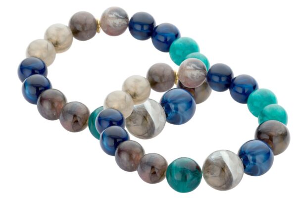 Biba Armband Resin Perlen Blau Grün 12-15mm Ø Biba Anhänger Gold