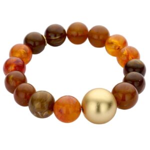 Biba Armband Resin Perlen Braun Gold 12-15mm Ø Biba Anhänger Gold