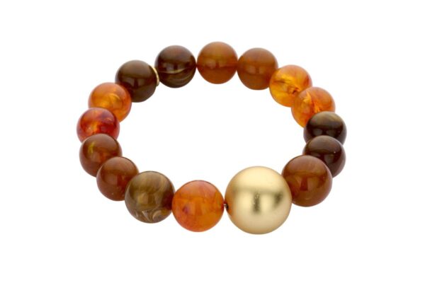 Biba Armband Resin Perlen Braun Gold 12-15mm Ø Biba Anhänger Gold