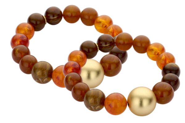 Biba Armband Resin Perlen Braun Gold 12-15mm Ø Biba Anhänger Gold