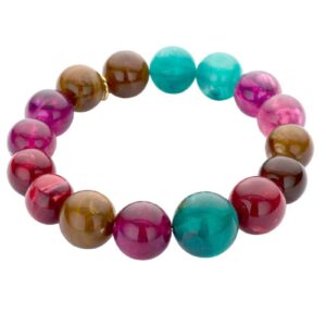Biba Armband Resin Perlen Grün Rot 12-15mm Ø Biba Anhänger Gold