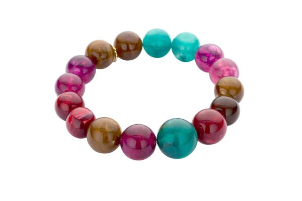 Biba Armband Resin Perlen Grün Rot 12-15mm Ø Biba Anhänger Gold