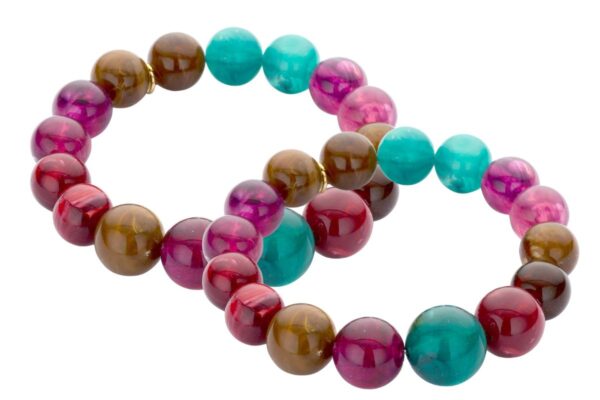 Biba Armband Resin Perlen Grün Rot 12-15mm Ø Biba Anhänger Gold