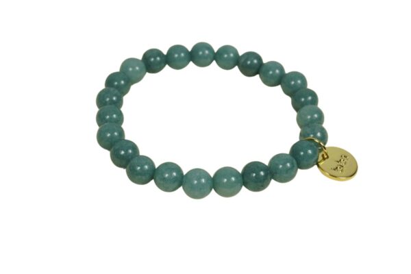 Biba Armband Naturstein Perlen Blaugrün 8mm Ø Biba Anhänger Gold