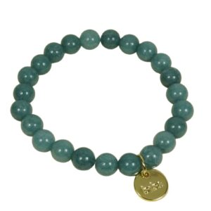 Biba Armband Naturstein Perlen Blaugrün 8mm Ø Biba Anhänger Gold