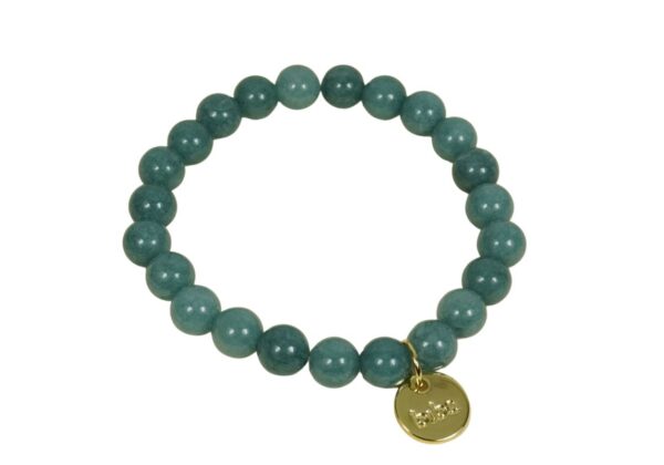 Biba Armband Naturstein Perlen Blaugrün 8mm Ø Biba Anhänger Gold