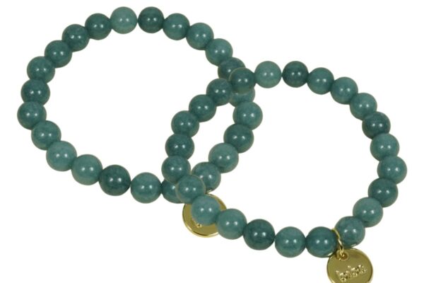 Biba Armband Naturstein Perlen Blaugrün 8mm Ø Biba Anhänger Gold