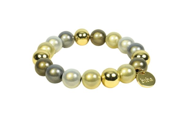 Biba Armband Polymer Perlen Gold Grau 12mm Ø Biba Anhänger Gold