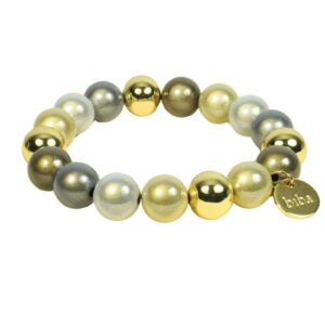 Biba Armband Polymer Perlen Gold Grau 12mm Ø Biba Anhänger Gold
