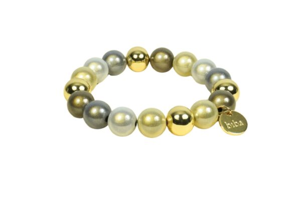 Biba Armband Polymer Perlen Gold Grau 12mm Ø Biba Anhänger Gold