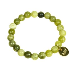 Biba Armband Naturstein Perlen Grün 8mm Ø Biba Anhänger Gold
