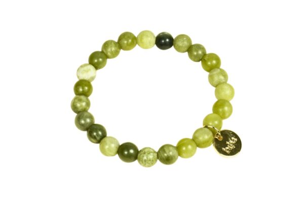 Biba Armband Naturstein Perlen Grün 8mm Ø Biba Anhänger Gold