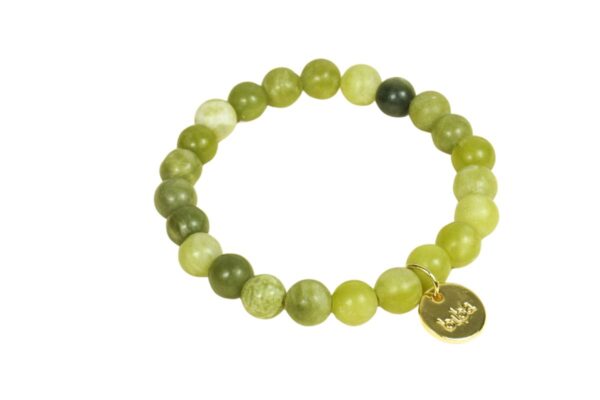 Biba Armband Naturstein Perlen Grün 8mm Ø Biba Anhänger Gold