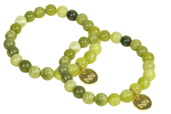 Biba Armband Naturstein Perlen Grün 8mm Ø Biba Anhänger Gold