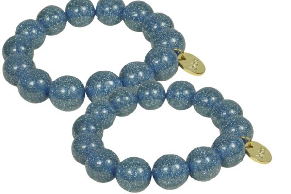 Biba Armband Polymer Perlen Schimmer Blau Biba Anhänger Gold