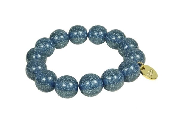 Biba Armband Polymer Perlen Schimmer Blau Biba Anhänger Gold
