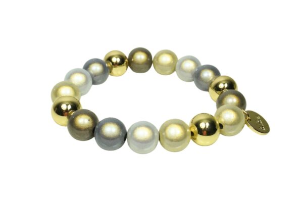 Biba Armband Polymer Perlen Gold Grau 12mm Ø Biba Anhänger Gold