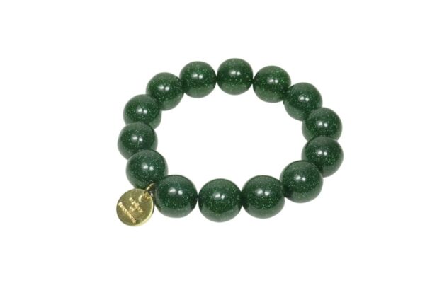 Biba Armband Polymer Perlen Schimmer Grün 14mm Ø Biba Anhänger Gold