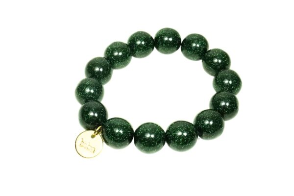 Biba Armband Polymer Perlen Schimmer Grün 14mm Ø Biba Anhänger Gold