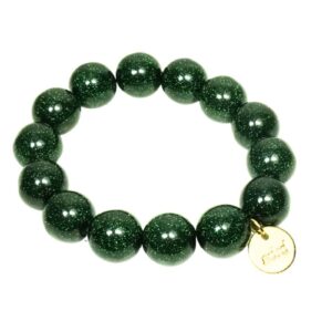 Biba Armband Polymer Perlen Schimmer Grün 14mm Ø Biba Anhänger Gold