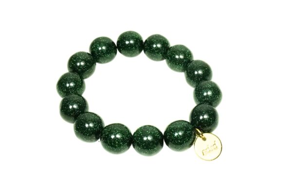 Biba Armband Polymer Perlen Schimmer Grün 14mm Ø Biba Anhänger Gold