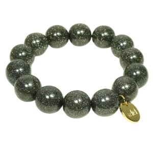 Biba Armband Polymer Perlen Schimmer Dunkelgrau 14mm Ø Biba Anhänger Gold