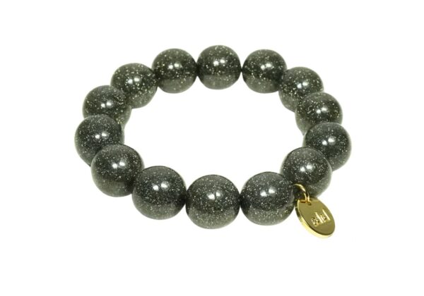 Biba Armband Polymer Perlen Schimmer Dunkelgrau 14mm Ø Biba Anhänger Gold