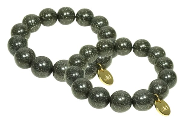 Biba Armband Polymer Perlen Schimmer Dunkelgrau 14mm Ø Biba Anhänger Gold
