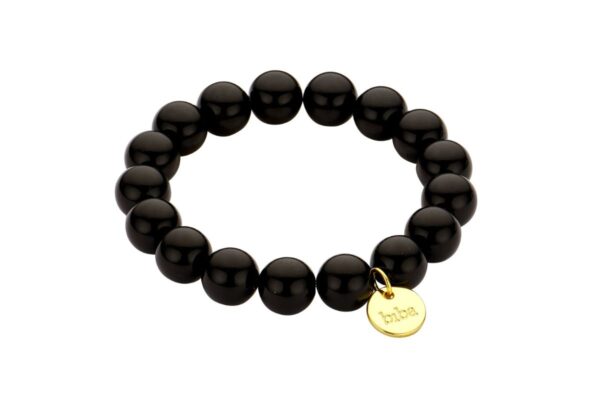 Biba Armband Polymer Perlen Simple Black 14mm Ø Biba Anhänger Gold