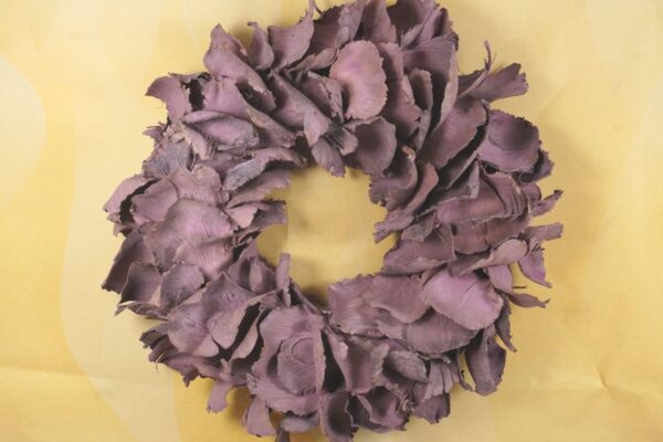 Couronne Deko Kranz Naturkranz Palm Petal Wreath Mauve 25cm∅ Handarbeit