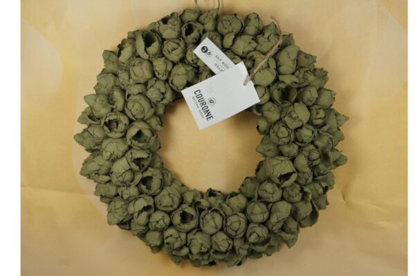 Couronne Deko Kranz Naturkranz Coco Fruit Wreath Old Green Wash 30cm∅ Handarbeit