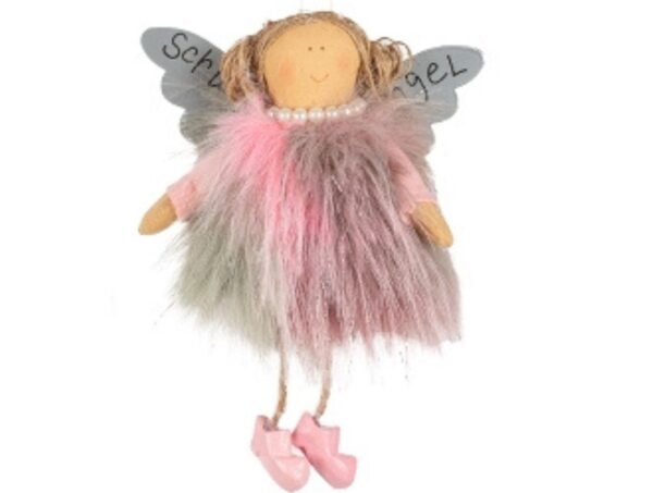 Baden Schutzengel Aufhänger Deko Engel Fellkleidchen Rosa Silber