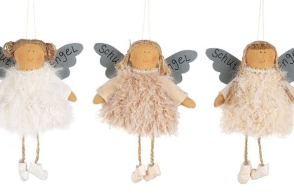 Baden Schutzengel Aufhänger Deko Engel Fellkleidchen Beige – Bild 2