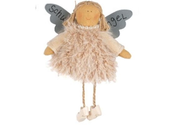 Baden Schutzengel Aufhänger Deko Engel Fellkleidchen Beige