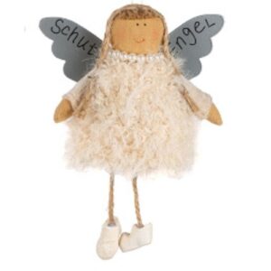 Baden Schutzengel Aufhänger Deko Engel Fellkleidchen Zart Beige