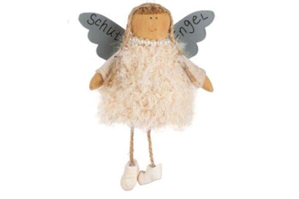 Baden Schutzengel Aufhänger Deko Engel Fellkleidchen Zart Beige