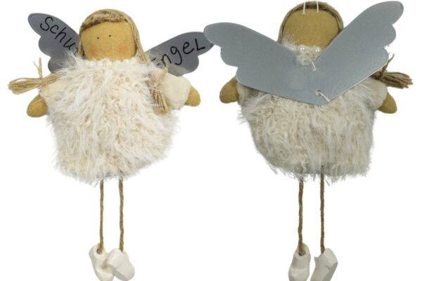 Baden Schutzengel Aufhänger Deko Engel Fellkleidchen Zart Beige – Bild 2