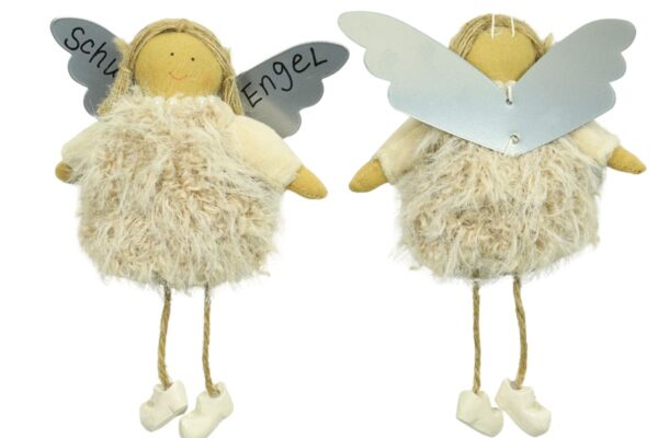 Baden Schutzengel Aufhänger Deko Engel Fellkleidchen Beige