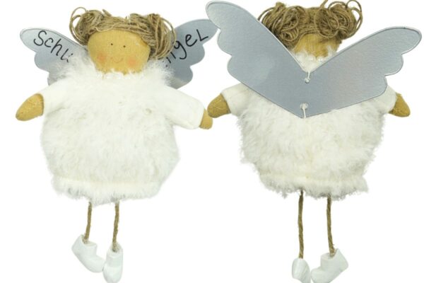 Baden Schutzengel Aufhänger Deko Engel Fellkleidchen Weiß