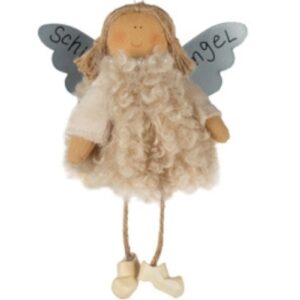 Baden Schutzengel Aufhänger Deko Engel Fellkleidchen Beige
