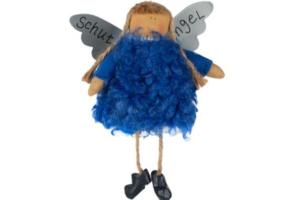 Baden Schutzengel Aufhänger Deko Engel Fellkleidchen Blau