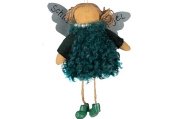 Baden Schutzengel Aufhänger Deko Engel Fellkleidchen Grün