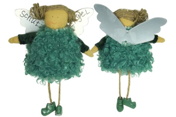 Baden Schutzengel Aufhänger Deko Engel Fellkleidchen Grün
