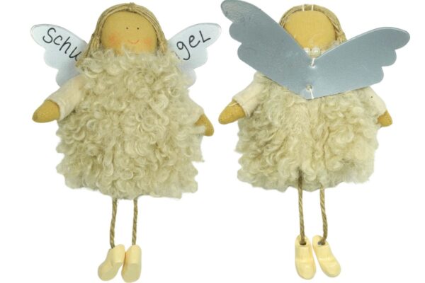 Baden Schutzengel Aufhänger Deko Engel Fellkleidchen Beige