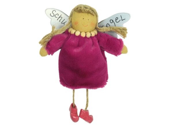 Baden Schutzengel Aufhänger Deko Engel Samtkleidchen Pink