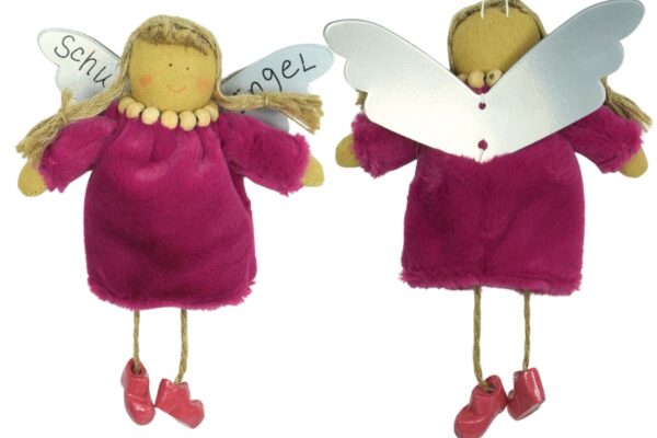 Baden Schutzengel Aufhänger Deko Engel Samtkleidchen Pink