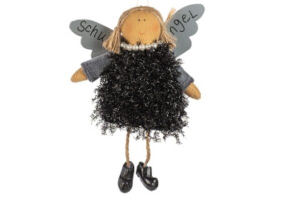 Baden Schutzengel Aufhänger Deko Engel Glitterkleidchen Schwarz